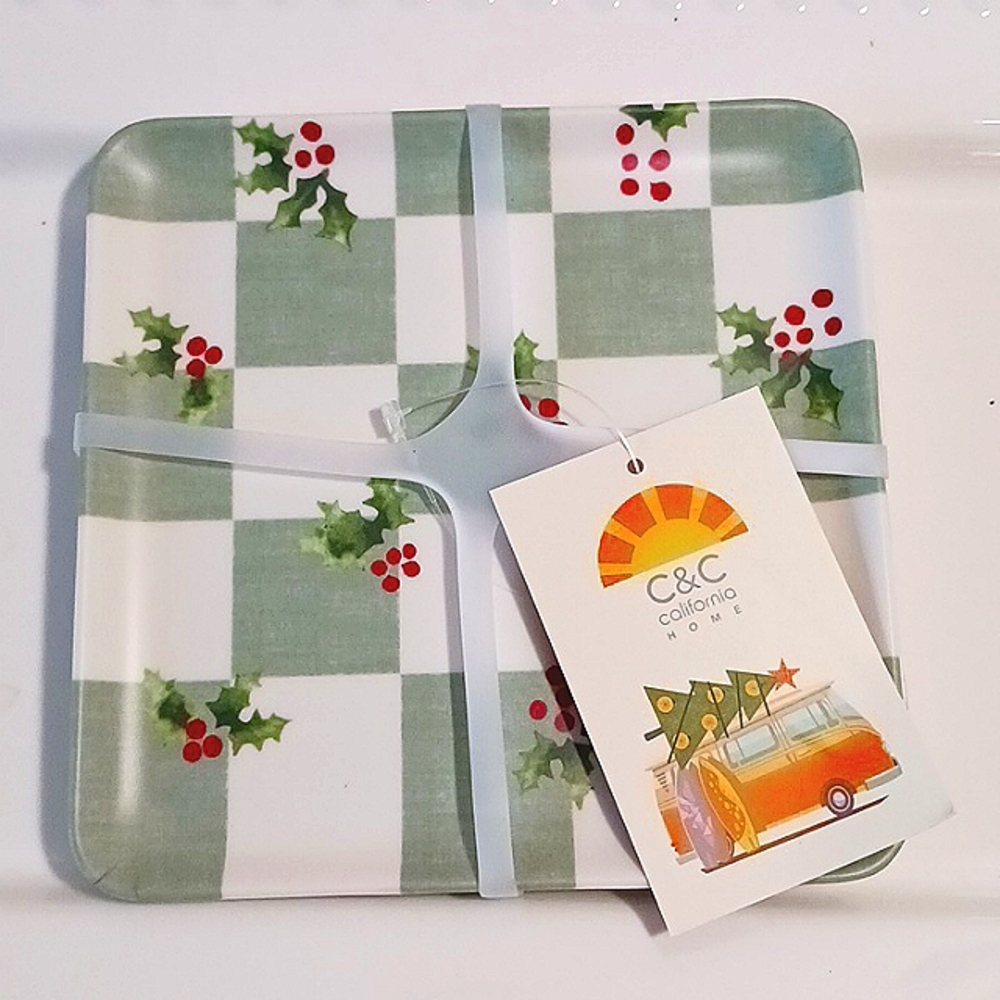 C&C California Home Set of 4 Melamine Snack Dishes Detail  Design